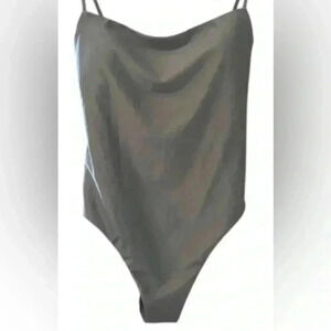 Shade & Shore Women’s High Leg Cheeky Silver Swimsuit Size M (8-10) NWT